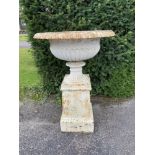 A Handyside foundry cast iron urn on pedestal