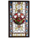 A collection of three en suite leaded stained glass panels