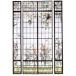 A suite of four stained glass leaded panels