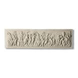 A composition marble rectangular relief plaque of a Bacchanalian feast