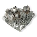 Pyrite and quartz cystals