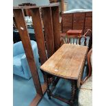 Oak drop leaf table and delft rack