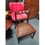 Red leather swivel chair plus dining chair