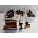 x3 boxes of toy farm animals, buildings etc