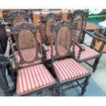 Set of 5 carved oak dining chairs