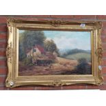 D Leslie oil painting in guilt frame