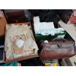 Vintage linen, lace etc also Doctor's bag, fur, parasol etc etc