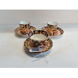1 Royal Crown Derby Small Cup and Saucer and 2 Small Royal Crown Derby Coffee cups and Saucers