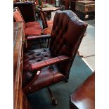 Red leather button back office chair