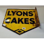 "Lyon's Cakes" enamel double sided sign