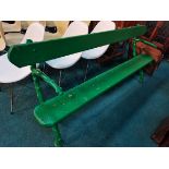 Green painted RAILWAY Platform Style vintage bench