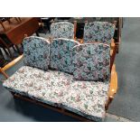 ERCOL 3 seater sofa and 2 chairs in pine