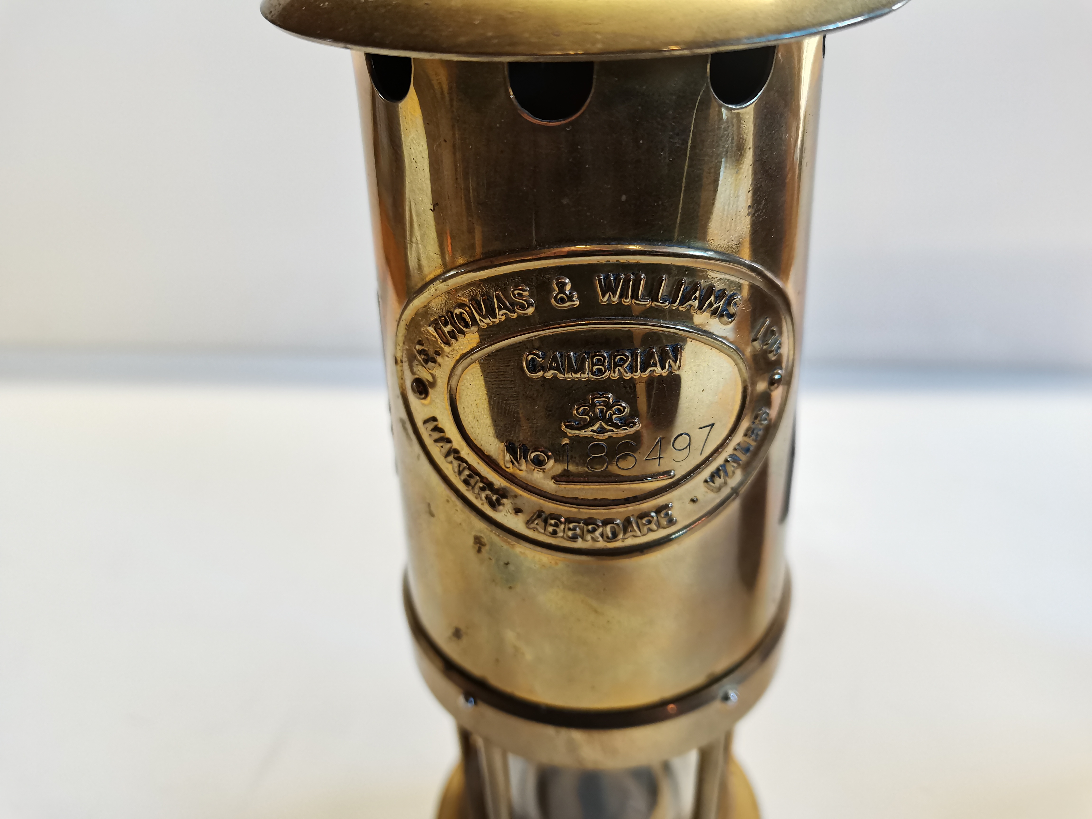 Brass Miners Lamp "E Thomas & Williams LTD Aberdare Wales" - Bild 2 aus 6