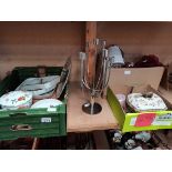 3 x boxes misc. items incl Royal Worcester Evesham ware, candlestick, lamps etc