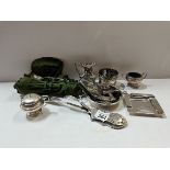 Collection of various Silver items including spoons, milk jugs etc