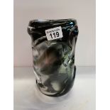 WHITEFRIARS knobbly black glass vase 1960s