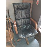 Black leather swivel chair