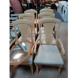 Set of 6 dining chairs with cream seats plus mirror