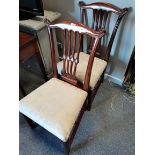 Pair of reproduction cream seated dining chairs