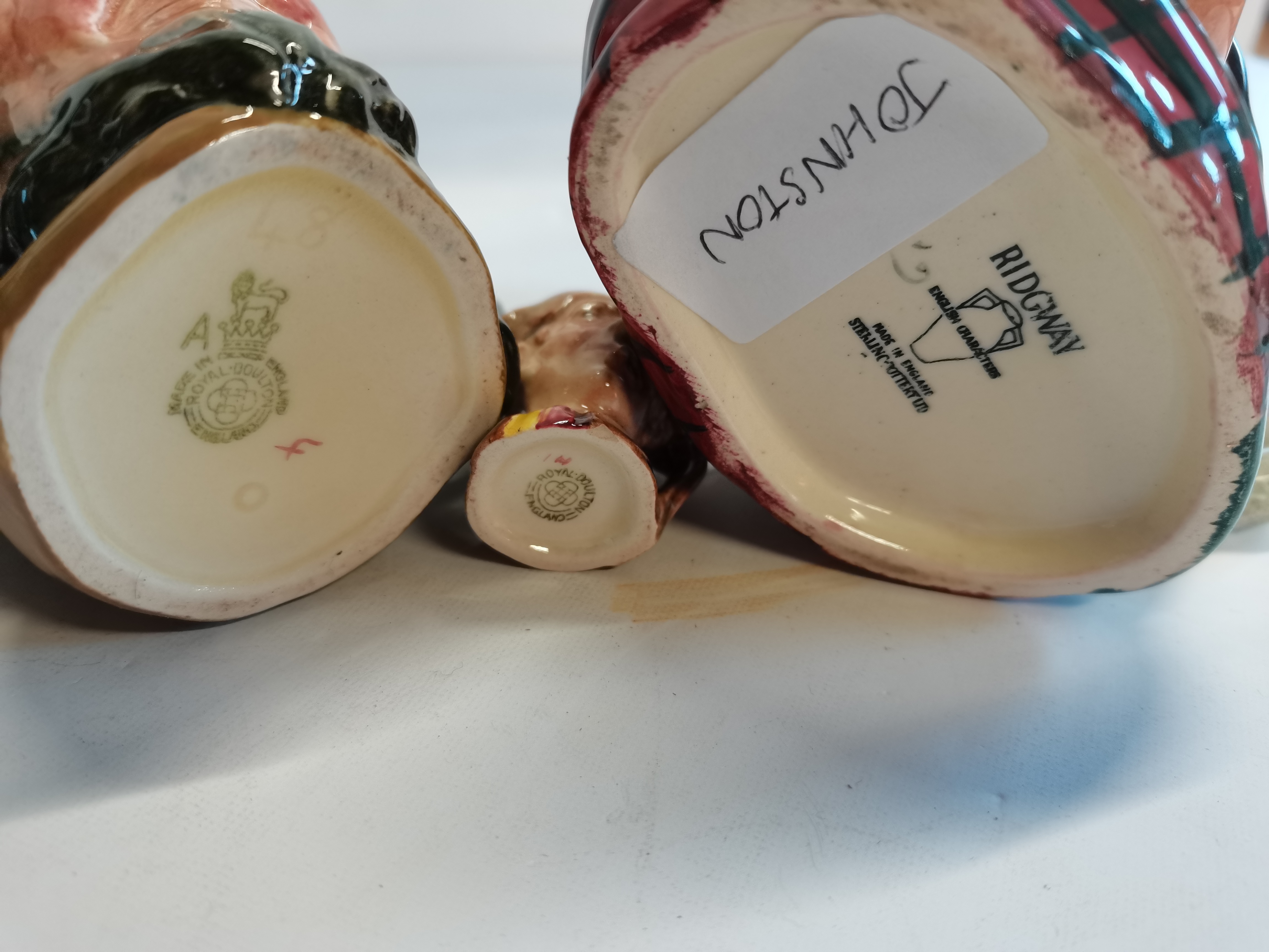 Decorative small barge tea pot and x3 character jugs inc 2 Royal Doulton - Image 2 of 2