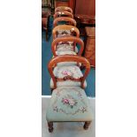 Set of 6 balloon back dining chairs with embroidered seats
