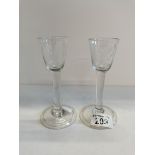 2 Antique Etched Glasses on Stems