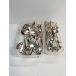Collection of silver and silver plated cutlery. Inc. London silver table forks.