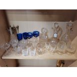 21 pieces of Glassware to include two Claret Jugs, 2 Decanters and 17 glasses