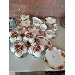 41 x Royal Albert Old Country Rose tea set including cake stand
