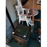 Tann's Excelsior 12 corner bent safe (with key) plus child's high chair and fishing rod