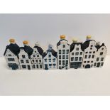 8 x KLM minature houses Delft blue