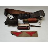 Granade, belt telescope, penknife etc