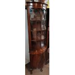 Dark wood Corner Display unit with bottom cupboard and glass door top unit