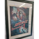 Framed original WW2 poster "Avenge December 7" by Bernard Perlin Post Pearl Harbour attack