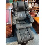Black leather swivel chair STRESSLESS STYLE
