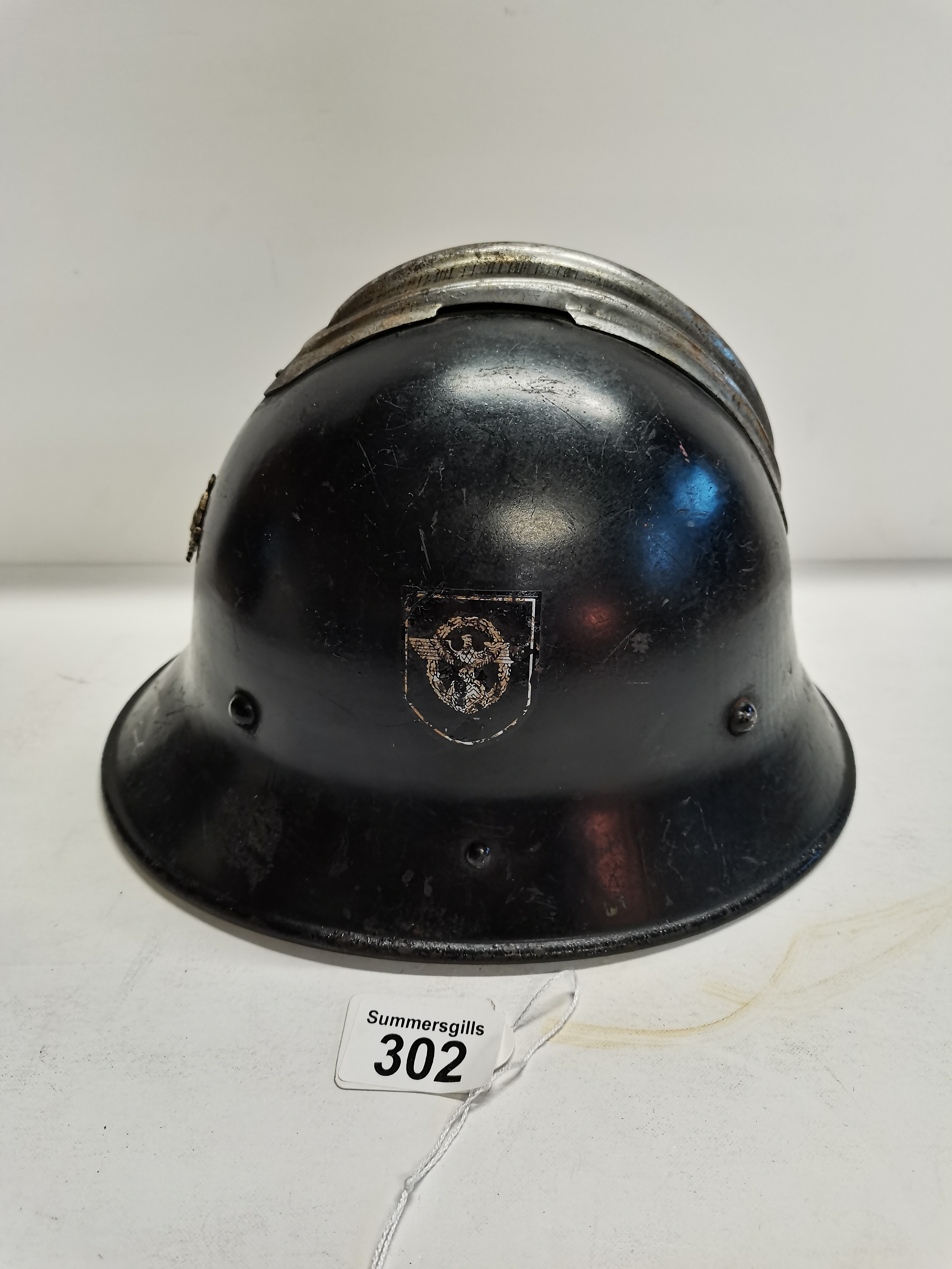 WW2 German police? Fire leaders parade helmet c/w Dual decals - Image 2 of 3