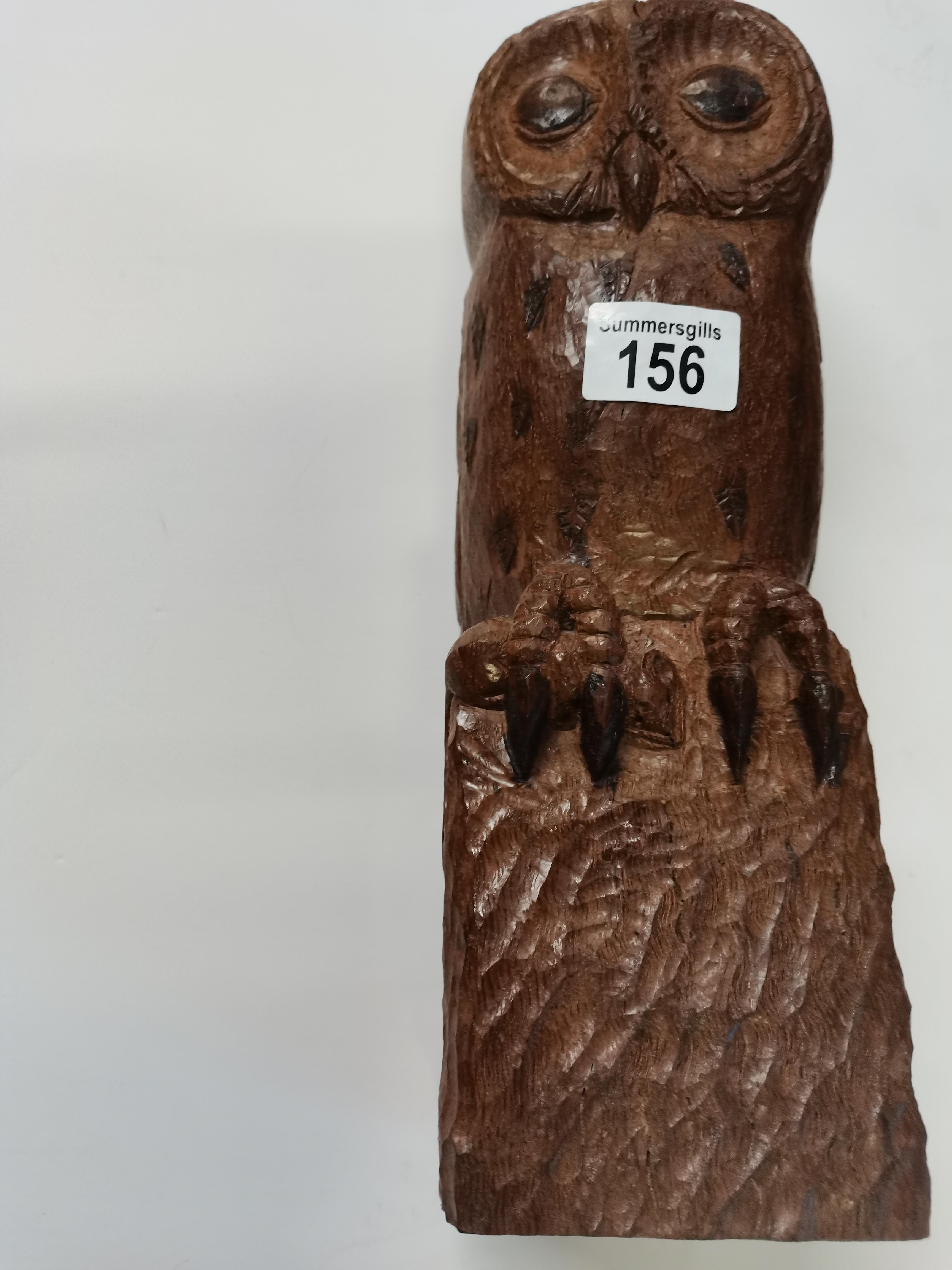 Early Mouseman - (possibly Stan Dodds) carved Oak Owl with mouse in its talons 33cm - Image 6 of 12