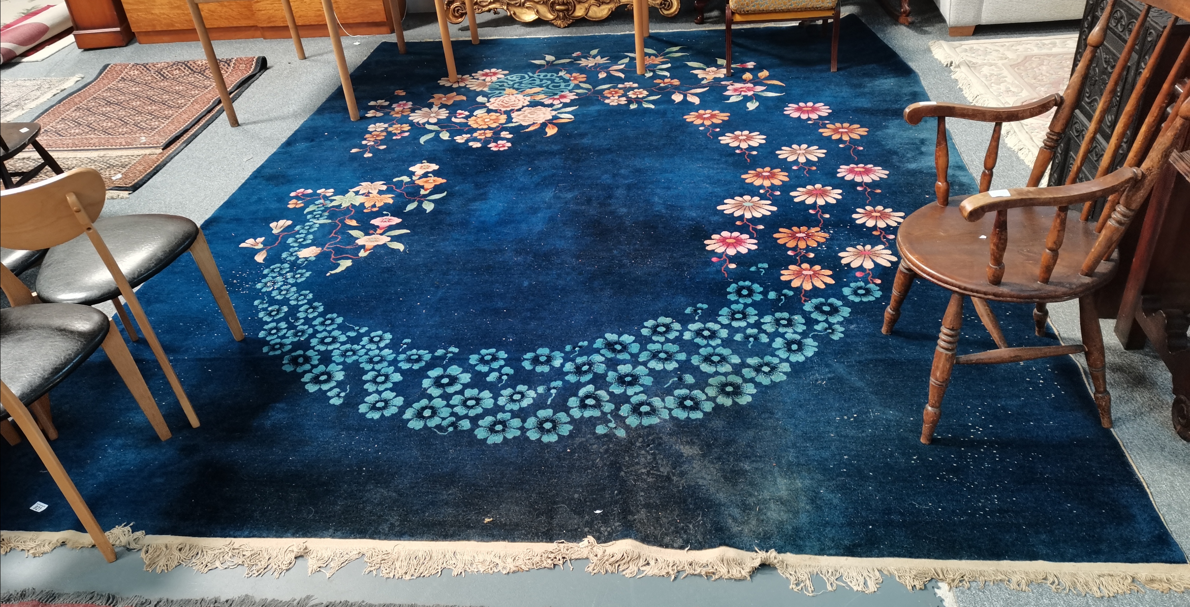 3.8m x 3m Chinese style blue rug