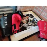 2 x pairs boxing gloves plus framed pictures of David Haye
