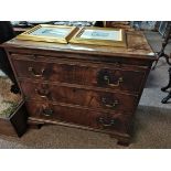 Antique mahogany 3 ht chest with brushing slide