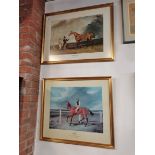 2 framed prints of racing thoroughbreds