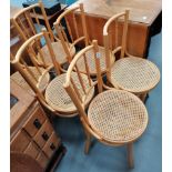 Set of 6 Bentwood and rush seated chairs