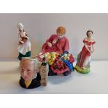 Royal Doulton Toby Jug D6656 2 Royal Doulton ladies "Jemma" HN3168 and "Lizzie" HN2749 and Royal