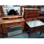 Misc furniture incl marble topped washstand