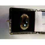 Quality 9ct Gold Garnet & White stones ring Size O