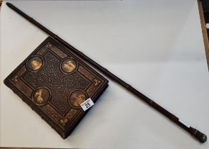 Works of John Bunyan amd wooden cane with metal cap