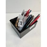 Box of Various pens and a quantity of Nibs