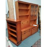 G plan style open bookcase and x2 wooden display cabinets