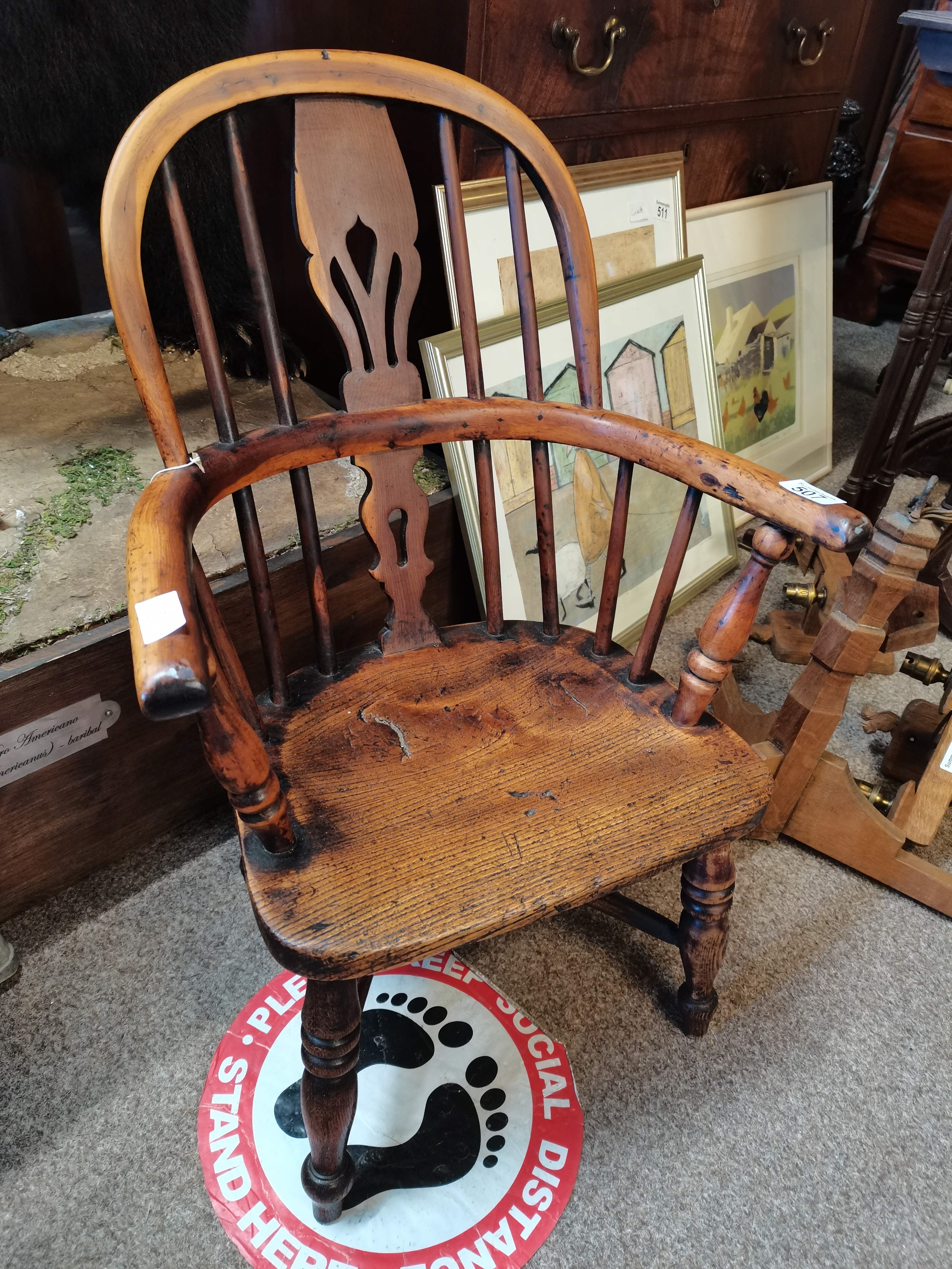 Childs yew wood Windsor chair