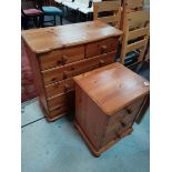 Pine 5 ht chest of drawers plus 3 ht smaller set of drawers